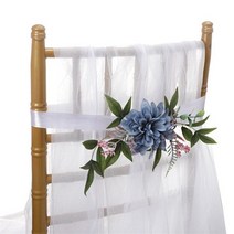 의자 야외용 등받이 웨딩 장식 블루 핑크 레이스 진주 꽃 봉오리 실크 리본 꽃 웨딩 파티, 딥 사파이어