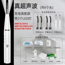 셀프치석제거기 셀프스케일링 셀프스케일링 의료용 구강관리용품 가정용스케일링기계 물치실 치석제거 가정용스케일링머신 치과 치석제거기 칫솔살균기, 6헤드 듀얼 LED 라이트 충전기 + 프리미엄
