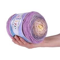 마마니트 4+1 롱바틱털실 250g 대용량실 / 맥시롱바틱실 / 롱바틱 뜨개실, 6781 연보라 아이보리혼합