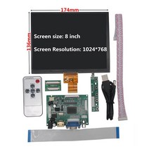 가성비모니터 8인치 HE080IA-01D 1024*768 HDMI 호환 VGA AV 제어 드라이버 보드 LCD 디스플레이 라스베리, 01 full set