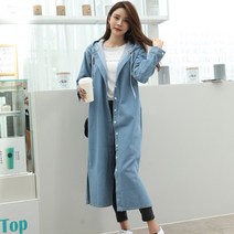 제이앤티 박시핏 후드 데님 롱자켓
