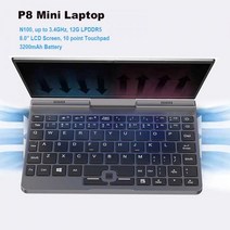 P8 포켓 노트북 컴퓨터 미니 PC 8 인치 터치 스크린 N100 3200mAh 배터리 12G DDR5 PCle 40 윈도우 11 WiFi6 BT52, Only P8 Laptop, 미국, 12GB 256GB