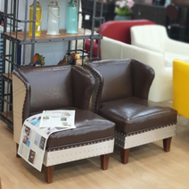 [MOVINS](1P- SF4001) 사각형 브라운 인더스트리얼 함석 1인용 소파