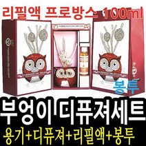 4S 부엉이 디퓨져세트 리필 프로방스 100ml 더허브샵 차량용방향제 디퓨져세트 프로방스 포시즌, 작은부엉이피치유칼립 012173