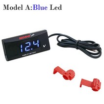 KOSO 오토바이 전압계 미니 측정기 DC 12V-150V 야마하 XMAX 300 PCX150 125 용 전기 배터리, 01 Blue LED, 01 Blue LED