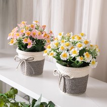 [바보사랑] 풍성한 소국 바구니Aset 18cm_P 조화 장식 소품, 색상:크림, 상세 설명 참조