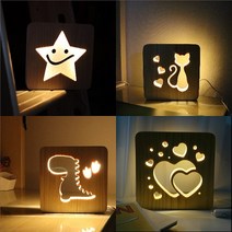 토브스 LED 나무 무드등 대형 (190mm x 190mm), 하트뿅뿅