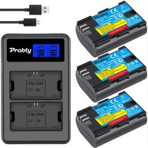 Canon 2650mAh LPE6 LP E6 배터리 5D Mark II III IV 80D 70D 60D 6D EOS 5Ds 5D2 5D3 5DSR 5D4 카메라, CHINA_3battery withcharger, 1개