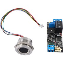 K202 DC12V 저전력 지문 제어 보드 + R503 지문 모듈 라운드 지문 인식 모듈, 하나, 검정