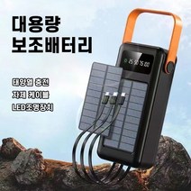 대용량 보조배터리 캠핑 야외 차박 고속 무선 태양광 보조배터리 LED조명장치, 80000mAh, 화이트, 1개