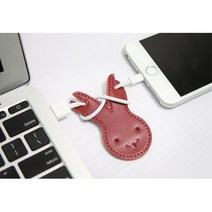 엉킴방지 USB 케이블 이어폰 토끼 가죽 줄감개 홀더 공용오피스 병원안내실, 브라운