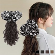 ★쭈니파파몰★ 체커헤어핀 분리형 집게가발 SD-221191, 진갈색, 1개