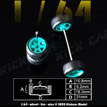 18인치 휠 자동차 고무 타이어가 있는 Hotwheels 용 1/64 모델 자동차 바퀴 기본 ABS 수정 부품 레이싱 차, 08 Green 18.3mm