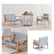 백일 돌잡이 촬영소품 패브릭 우든 아기소파 어린이소파 스튜디오, 1인용 애쉬블루