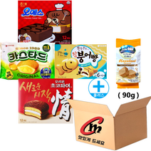 cm몰 전용 박스 18번 + 대용량 파이 4종 모음 (오리온초코파이 1개+롯데카스타드 1개+오예스 1개+참붕어빵 1개) + 큐브 헤이즐넛향 90g 1개, 1세트