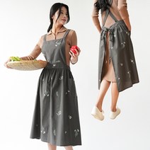 3초쿨 북유럽 원피스 앞치마 코튼재질 카페 공방 앞치마, 그레이