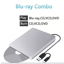 블루레이플레이어 외장odd dvd플레이어 외장형 블루 레이 드라이브 USB3.0 및 C BD-RDL DVD-RW CD 라이터, 01 bluray combo