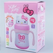 키티 스텐 빨대컵 물통 물병 보틀 스트로우 손잡이 양손 유아 아기 캐릭터 3571, 220ml