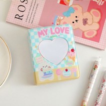 콜북 콜렉트 점보 1단 2단 포카 북 블랙 격자 무늬 사진 하트 할로우 돌 앨범, e2