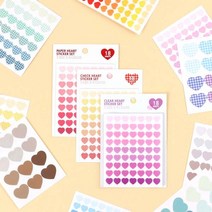 다꾸 원형 & 하트 스티커 세트 스케줄 일정 표시 종이 투명 체크 다이어리 꾸미기 포인트 데코, 체크하트스티커세트