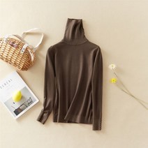 Marwin-두꺼운 터틀넥 니트 탑 솔리드 버튼 턴 다운 칼라 풀오버 하이 스트리트 여성 스웨터 겨울 신제품
