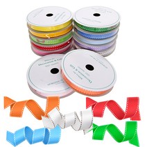 attizone 골직스티치 리본 3사이즈 13칼라 포장/데코리본, 골직스티치-25mm, 2. 미색
