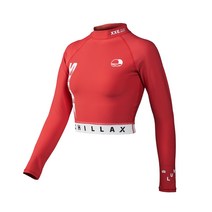 [서플로] 여성 CHILLAX 슬림핏 크롭 래쉬가드, BLACK