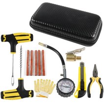 자동차 덴트키트 차량복원 car Tire repair tool kit with eva storage bag garage studding tool set auto 오토바이 타이어, 옐로우 세트 8개