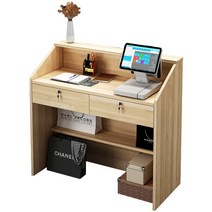 가게 계산대 포스기 책상 카운터 리셉션 안내 데스크, 나무색 80x38x92 안받침대