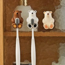북극곰 칫솔걸이 실리콘 흡착 홀더 곰돌이 칫솔꽂이, 화이트