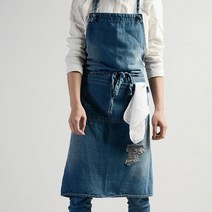시우리빙 카페 공방 목공 가죽 화실 원예 네일샵 데님앞치마, 미디엄블루, 1개