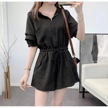 Momolatti 여성 후드 점프수트 여름 반팔 반바지점프수트