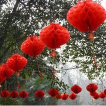 중식당 반점 중국홍등 모빌 한문 설날 상하이 새해 입춘대길 중화반점 중국 당나라 축제 30 개업 장식 결혼 경사 결혼식 용품 붉은 종이 플라스틱 초롱 샹들리에 조명 소품 슈퍼마켓용, 40 # 35cm 정도.