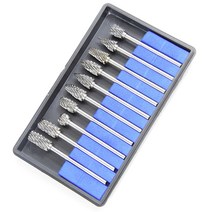 10PCS Solid Carbide Burr Bits Single Cut Set Kit Compatible for Rotary Drill Bit 3mm Shank