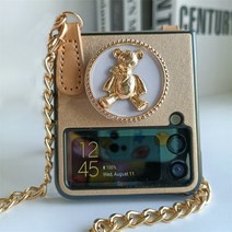 갤럭시 z플립4 지플립4 케이스 패션 gold bear bracket pu case z