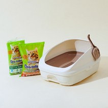 데오토일렛 LG유니참 고양이 화장실 오픈형 + (모래 패드1개월분), 오픈형(모래+패드1개월분)