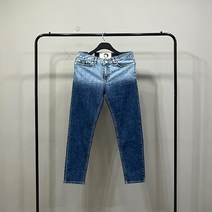 맨스토리 남자 유니크 하프 배색 슬림핏 쫀쫀스판 9부 청바지