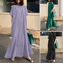 ZANZEA 여성용 반팔 롱 원피스 박사이즈