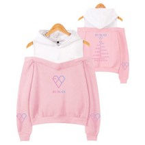 오프숄더맨투맨 오프숄더티 어깨트임맨투맨 Kpop EXO 오프 숄더 후드 티 스웨터 2022 streetwear women 하
