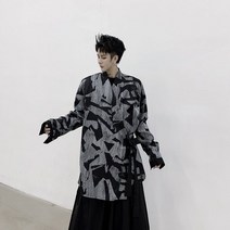 남자 가디건 셔츠 스트랩 잉크 나염 유카타 가디건 남방