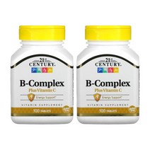 21 센츄리 21st Century B Complex Plus Vitamin C B복합제 플러스 비타민C첨가 타블렛 100개입, 2개, 100정