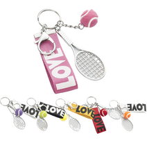 테린이 테니스 키링 열쇠고리 공 라켓 키홀더 가방고리, LOVE 오렌지