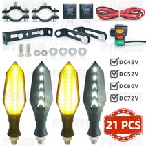 스쿠터 전동 Pthene-전기 자전거 48V 52V 60V 72V 전기 자전거 오토바이 스쿠터 LED 방향 지시등, 09 Yellow White 21pcs