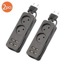 iot콘센트 Rdxone EU 플러그 여행 전원 스트립 휴대용 확장 소켓 콘센트 4 USB 벽 충전기 스마트 데스크탑 소켓, 2 조각 2 AC 4 USB