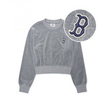 MLB 여성 베이직 벨벳 크롭 맨투맨 B D Melange Grey