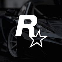 GTA5 락스타 스티커 차량용 포인트 데칼 스티커, L, 옐로우형광, 1개