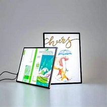 LED 라이트패널(2 sets) 강화유리 A1/A2/A3/A4 벽걸이 광고판 메뉴판 도광판 슬림 스탠드 인테리어조명 LED메뉴판, 2sets(실버X2), A1