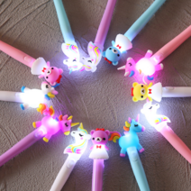 LED 캐릭터 라이트 볼펜 말 LED 드래곤 LED 유니콘 펜 사인펜, 1개, LED 유니콘 화이트