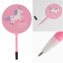 템팜 유니콘 부채 0.5MM 볼펜 핑크 주문제작 학원홍보 개업선물, 오렌지, 1개