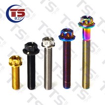 티타늄 스템 자전거 부품 TS 볼트 M6X15-70mm 플랜지 헤드 스크류 헤드셋 캡 MTB 고정 기어 1pc, [07] M6X70, [05] Rainbow